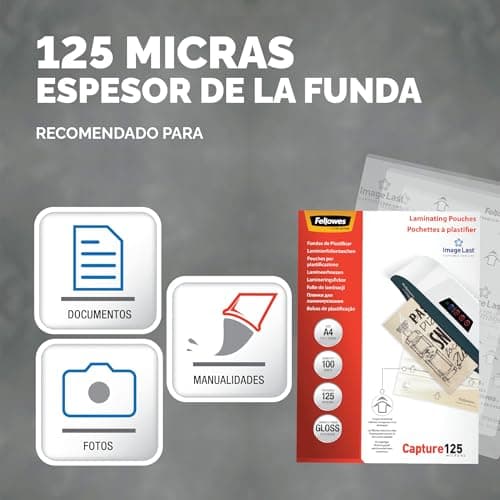 Thumbnail 2 de Fellowes Fundas de Plastificar A4 125 micras