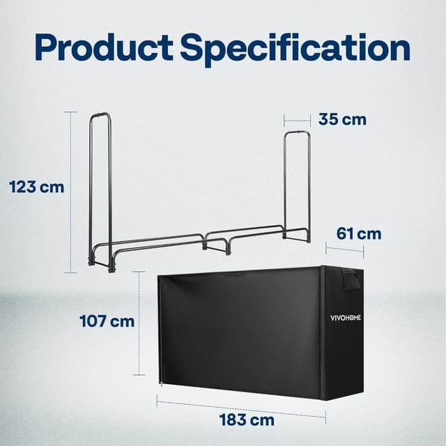Thumbnail 6 de VIVOHOME 6ft Heavy Duty Log Rack with Cover 🪵