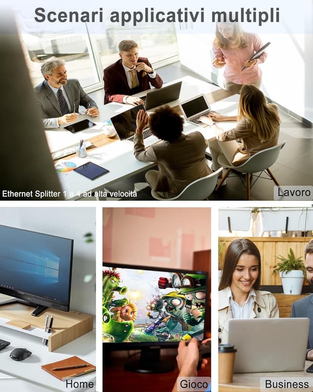 Thumbnail 6 de LAN Splitter 1 auf 4 mit USB‑C Netzteil – 4‑Port Gigabit‑LAN‑Switch (1 Eingang, bis zu 4 Geräte)