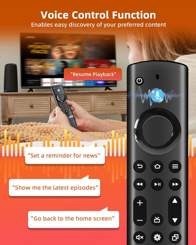 Detalle de Glitfix Ersatz-Sprachfernbedienung für Smart TV Stick & Cube (2./3. Gen) – Bluetooth, 4 Schnelltasten