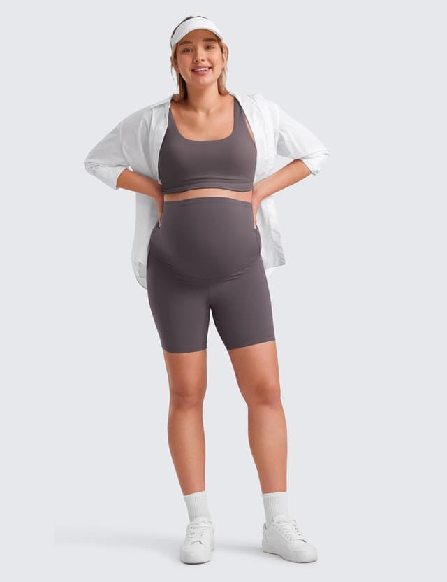 Detalle de CRZ YOGA Donna Butterluxe maternità pantaloncini sopra la pancia per yoga e corsa, Allenamento