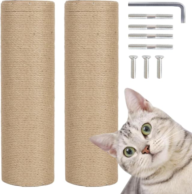 Detalle de Pinkgarden Thick Natural Sisal Cat Scratching Post Refill Poles (2 Pack) – 15.7" length, 4.5" thick