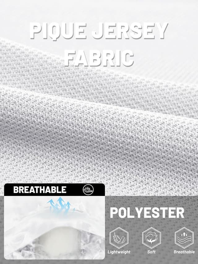 Detalle 2 de TACVASEN Men’s Breathable Golf Polo Shirt (Quick-Dry Short Sleeve) — lightweight work and leisure polo