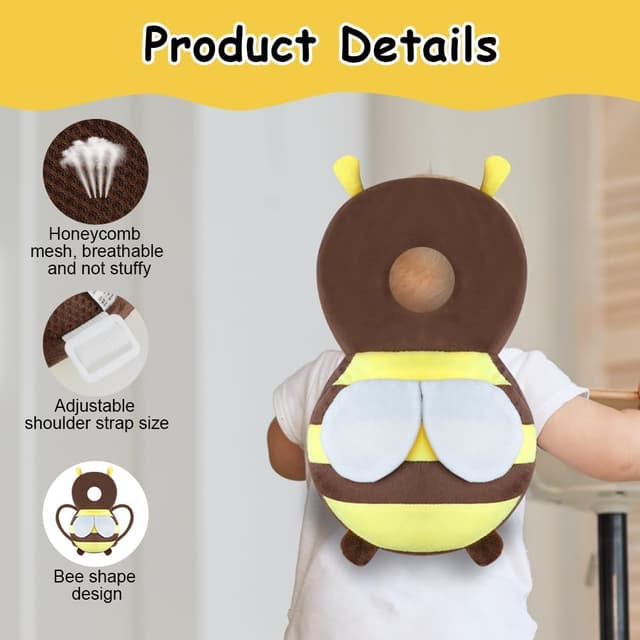 Thumbnail 2 de Vicloon Protezione per la Testa del Bambino Ape marrone scuro 🧸