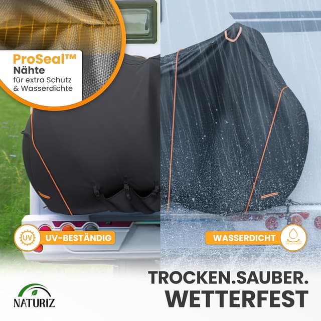 Detalle 2 de NATURIZ® Fahrradabdeckung Heckträger wasser- und reißfest für 2 Fahrräder (mit 6 m Spannseil)