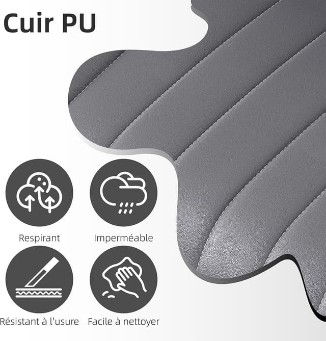 Detalle de Youhauchair Tabouret de bar pivotant réglable avec dossier (lot de 3) en simili PU gris foncé