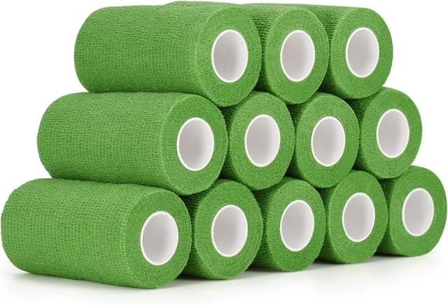 Detalle de SEADESKY 12 selbstklebende Kohäsionsbandagen (10 cm, grün) – Fixier- und Kompressionsverband für Finger, Hand & Tiere