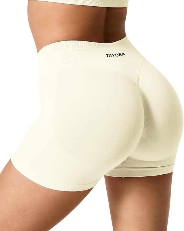 Detalle de TAYOEA Sport Shorts Damen Scrunch – kurze nahtlose Gym-Shorts mit Push-up & Butt-Lifting