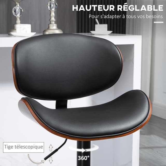 Thumbnail 4 de HOMCOM Lot de 2 tabourets de Bar Chaise de Cuisine noir