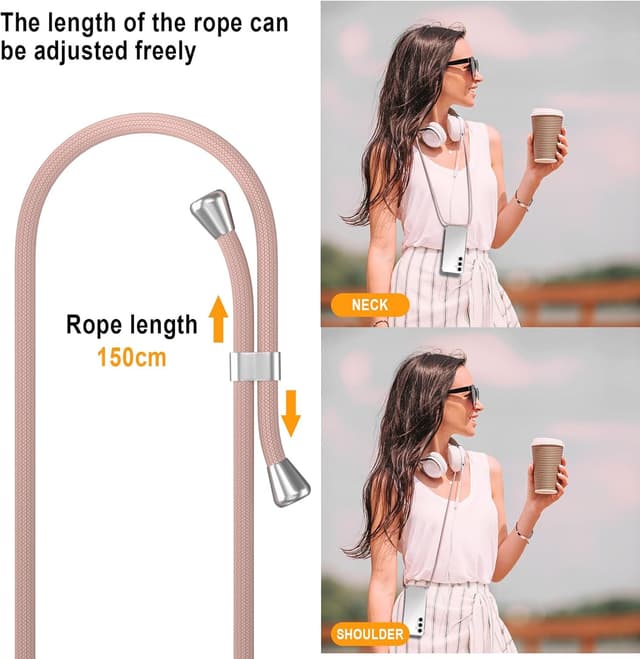 Detalle 2 de XTCASE Coque pour Samsung Galaxy S25 FE 5G avec cordon tour de cou en silicone TPU transparente (or rose)