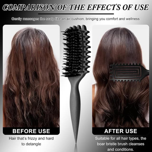 Detalle 2 de Brosse à boucles noire pour démêlage doux (poignée ergonomique, antistatique)