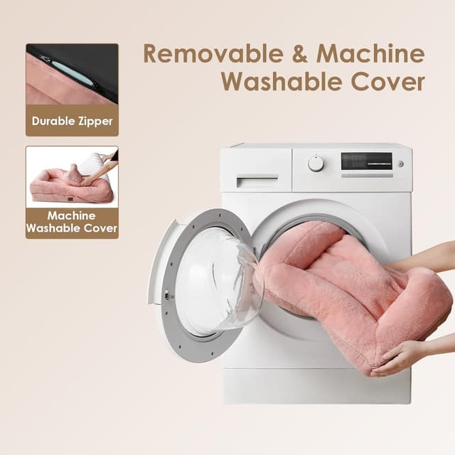 Detalle 2 de EHEYCIGA Memory Foam Dog Bed (Medium) with Removable Washable Cover & Waterproof Liner, Dusty Pink