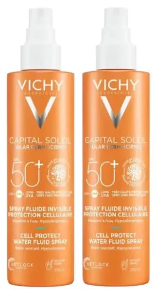 Detalle de Vichy Capital Soleil Spray Cell Protect SPF50 (2×200 ml) en spray para el cuerpo