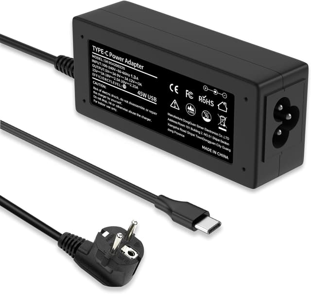 Detalle de 45W USB-C Chromebook Ladegerät (Ersatz-Netzteil) – 20V/2,25A passend für viele HP, Lenovo, ThinkPad, Acer & mehr