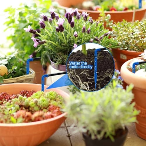 Detalle de Bseical riego por goteo solar: kit automático con 10 m de manguera y 10 puntas