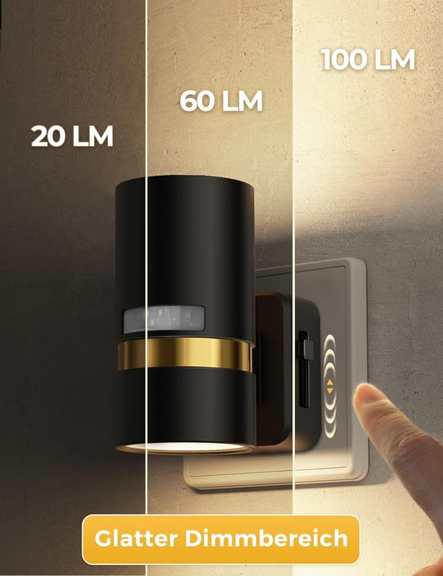 Detalle 2 de LOHAS-LED Nachtlicht-Steckdose mit Bewegungsmelder, 1W LED, dimmbar (3000K warmweiß)