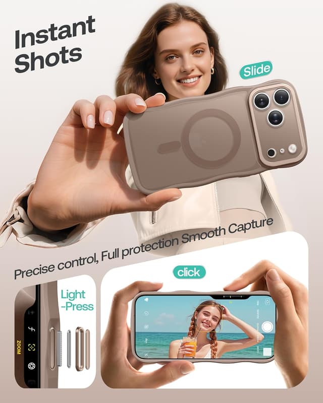 Detalle de GolbinBox iPhone 17 Pro Max Case (6.9") with Stash Stand, MagSafe Compatible, Full Camera Protection, Brown