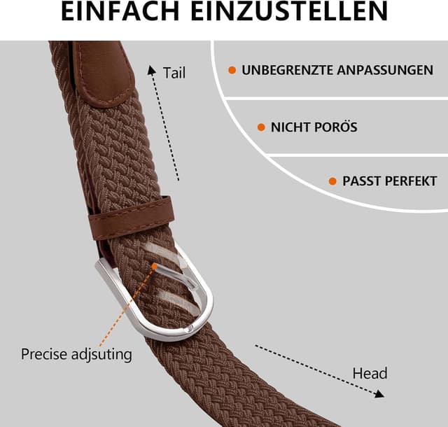 Detalle de TANGCHAO Stretchgürtel aus Stoff mit Flechtoptik (3,3 cm) – elastisch für Damen & Herren