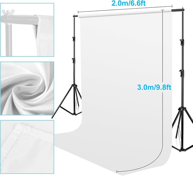 Detalle 2 de Bonvvie Fotohintergrund Weiß, faltbar (2x3 m) aus Musselin/Satin