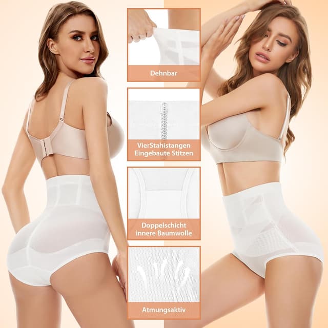 Detalle de SIMIYA Damen Shapewear Unterhose „Bauchweg“ mit hoher Taille und gekreuzten elastischen Bändern