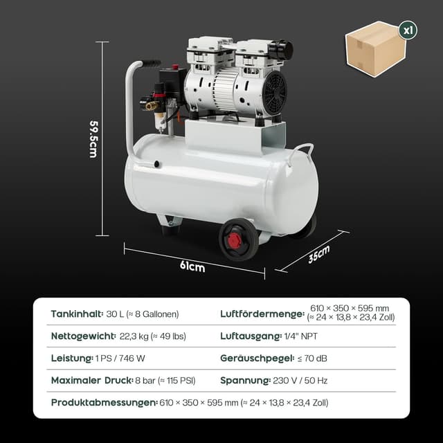 Detalle 2 de LUXOAK Luftkompressor 30L 120 PSI