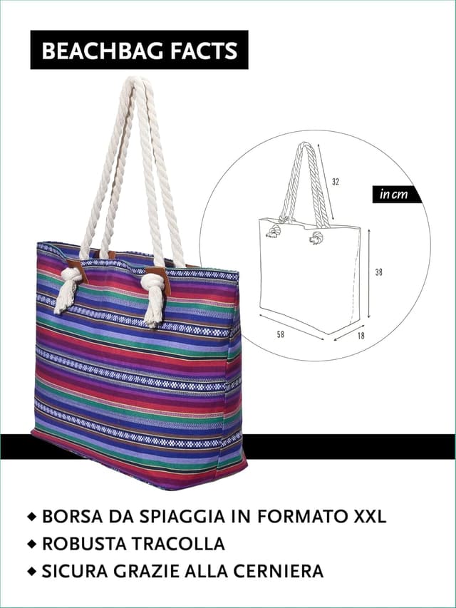 Detalle 2 de DonDon Grande borsa da spiaggia 58x38x18