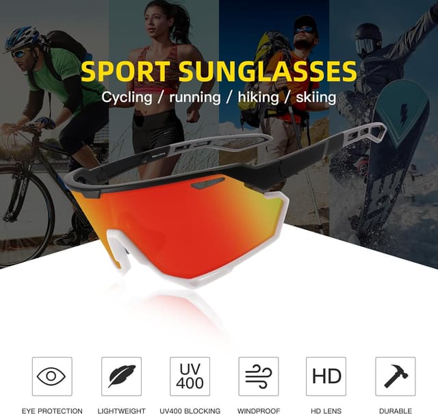 Detalle de SINSPORT eyewear Occhiali sportivi con protezione UV400 per guida, ciclismo e corsa