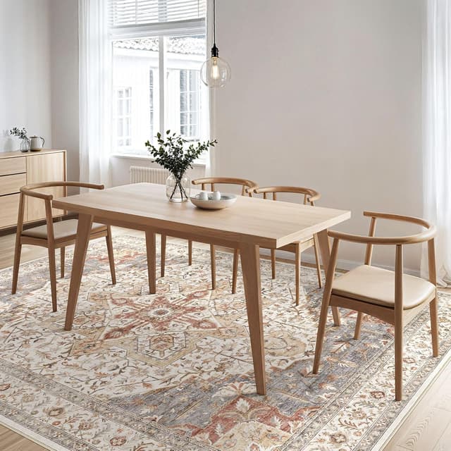 Thumbnail 6 de Tortania Area Rug Living Room Rugs 9x12 Washable Boho Vintage Oriental Distressed (Orange Multi)