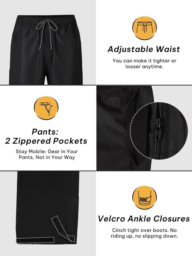 Thumbnail 4 de SaphiRose Men's Waterproof Rain Suit 2pc Packable ⛱