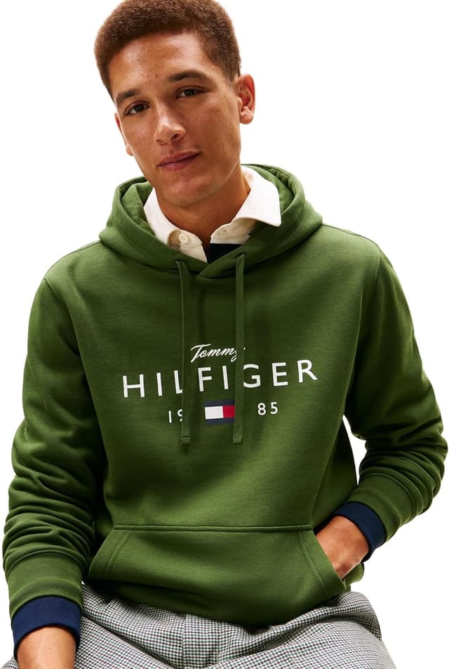Detalle de Tommy Hilfiger Men’s Brand Love Big Hilfiger Pullover Hoodie (MW0MW41427)
