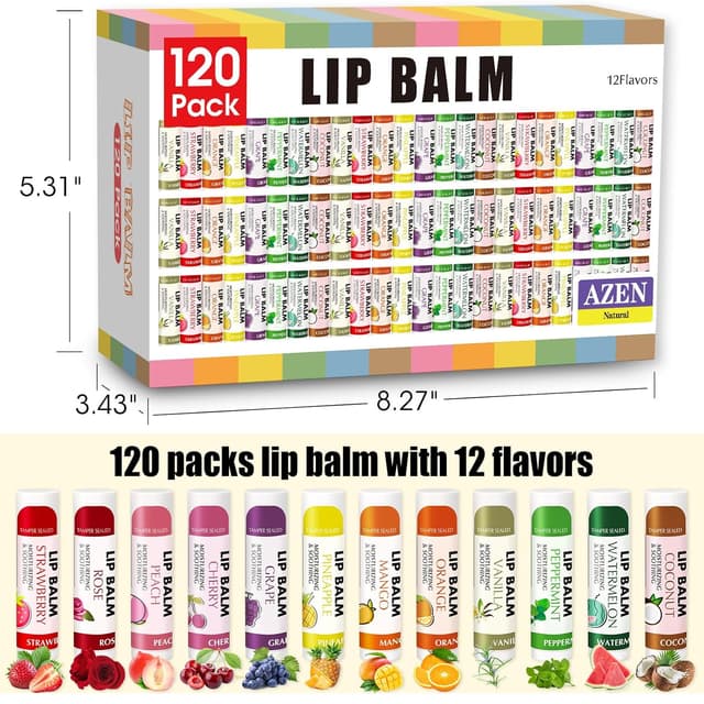 Thumbnail 6 de AZEN 120 Pack Lip Balm 12 Flavors 🍯