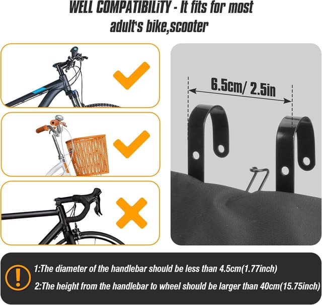 Detalle de Spesh faltbarer Fahrradkorb vorne mit Nylon-Innensack, Drahtgeflecht und Tragfähigkeit bis 20 kg