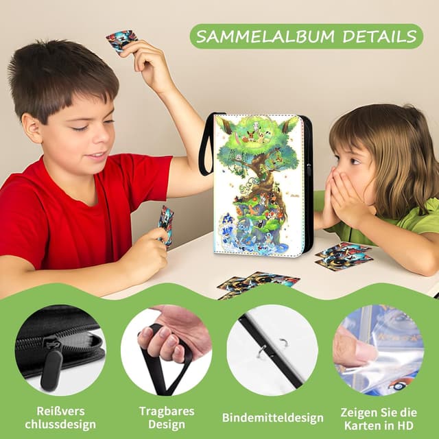 Detalle de Sammelalbum Groß für Karten – 50 Seiten, Kapazität für 900 Karten, wasserfester 9-Pocket-Ordner