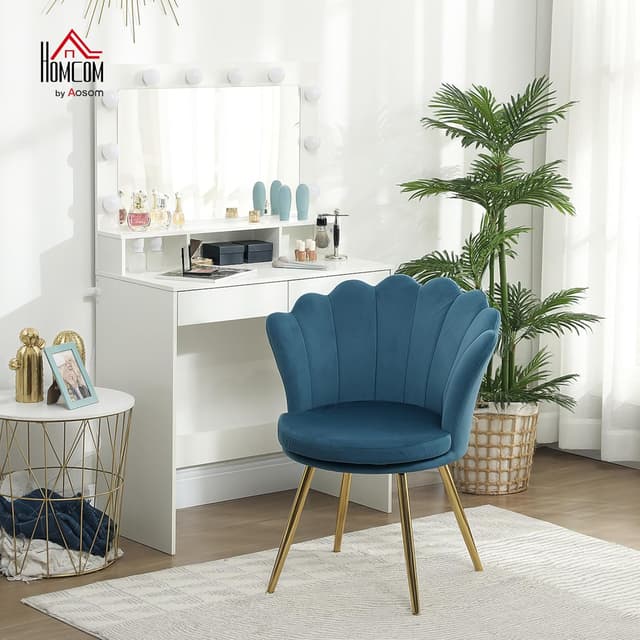 Detalle 2 de HOMCOM Fauteuil Coquillage Bleu 67x64x77 cm