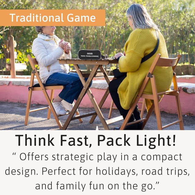 Detalle de Jaques of London Triangle Dominoes Game with brass spinner tiles and travel zip case