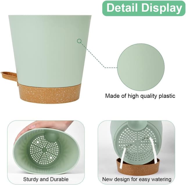 Thumbnail 3 de OFFCUP Vasi per piante autoirriganti da 20 cm (set da 3) con sottovasi, corde in cotone e etichette