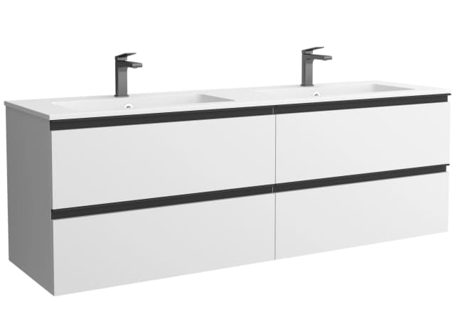 Detalle de Salgar Vilna Mueble baño metal 4 cajones y lavabo 2 pozas Bequia