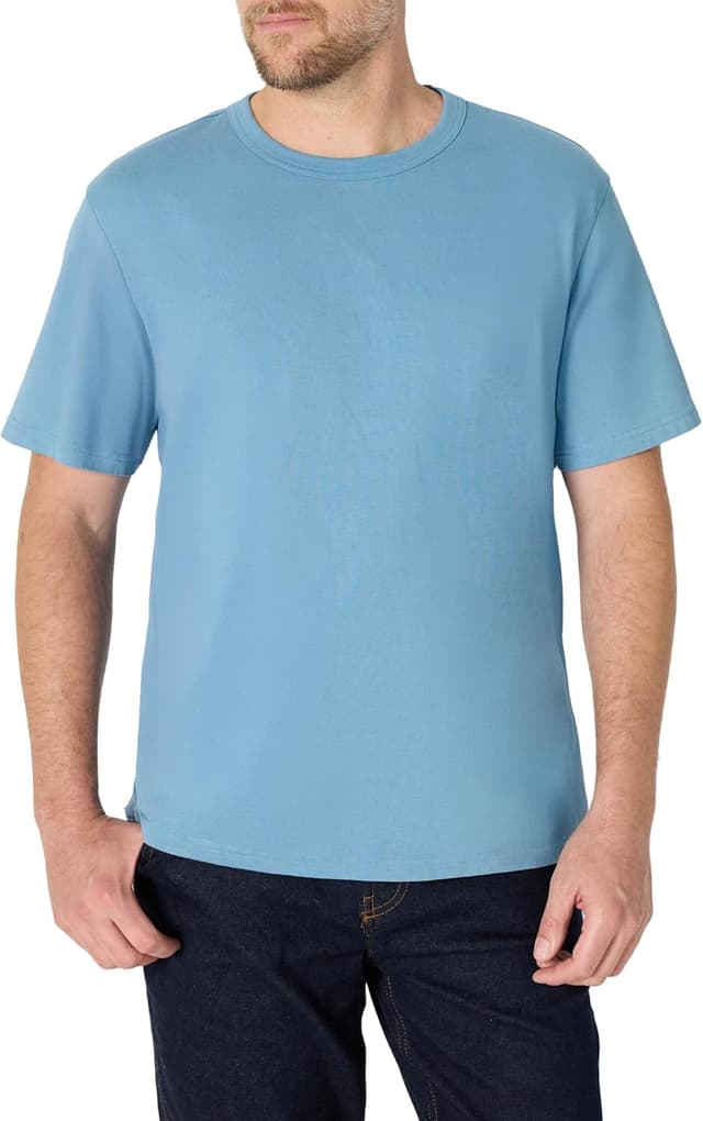 Detalle de Amazon Essentials Men’s Relaxed-Fit Heavyweight Cotton T-Shirt (Prewashed 100% Cotton)