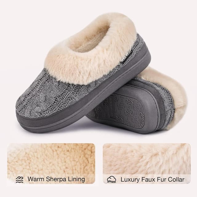 Thumbnail 6 de VeraCosy Ladies' Warm Knitted Faux Suede Memory Foam Moc Slippers