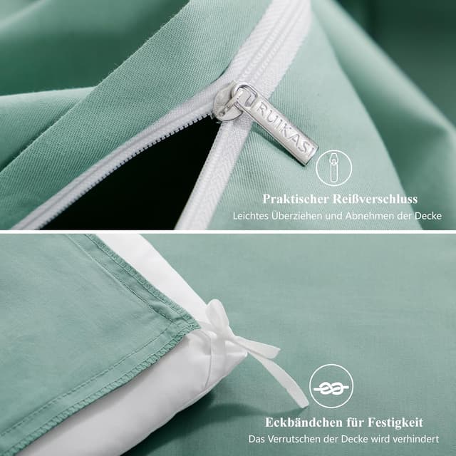 Thumbnail 6 de RUIKASI Bettwäsche 220x240 Baumwolle grün