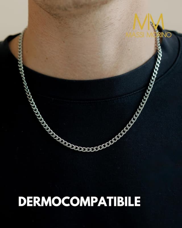 Detalle 2 de Collana da uomo con catena blindata regolabile in acciaio inossidabile impermeabile (oro, argento o nero)
