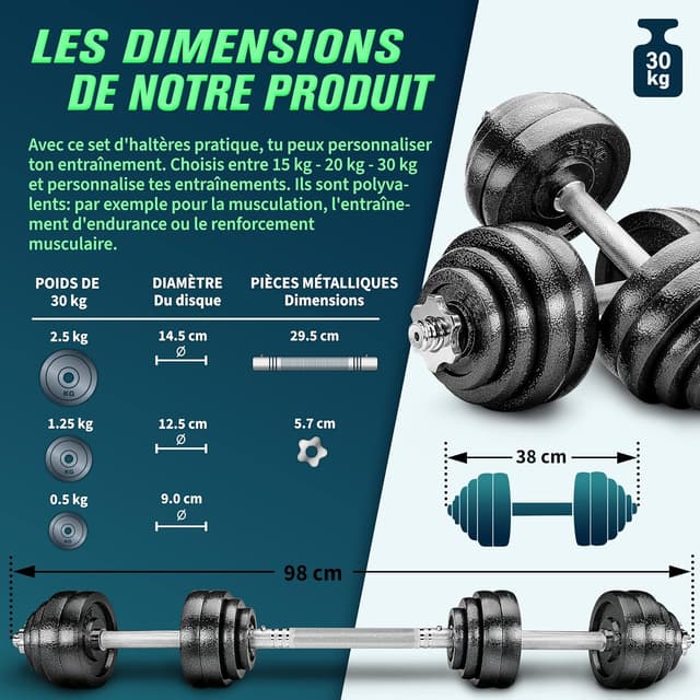 Thumbnail 3 de RE:SPORT Kit d'haltères 2‑en‑1 15‑40 kg 🏋
