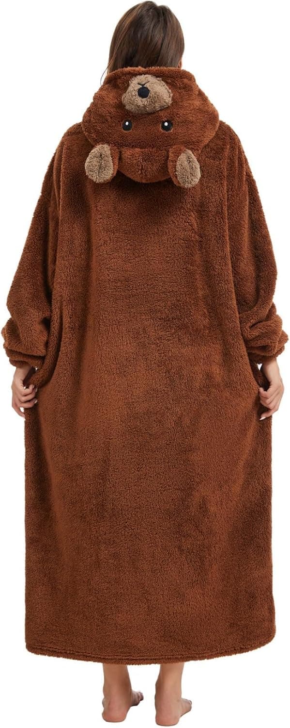 Detalle de Chuangminghangqi Kuscheldecke zum Anziehen mit Ärmeln und Kapuze – Oversized Hoodie Decke für Winter (Unisex)