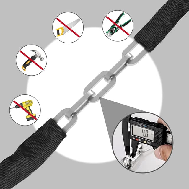 Detalle 2 de Diyife Heavy Duty Bike Lock (1m) – 6mm stainless steel chain with weatherproof padlock and 3 keys