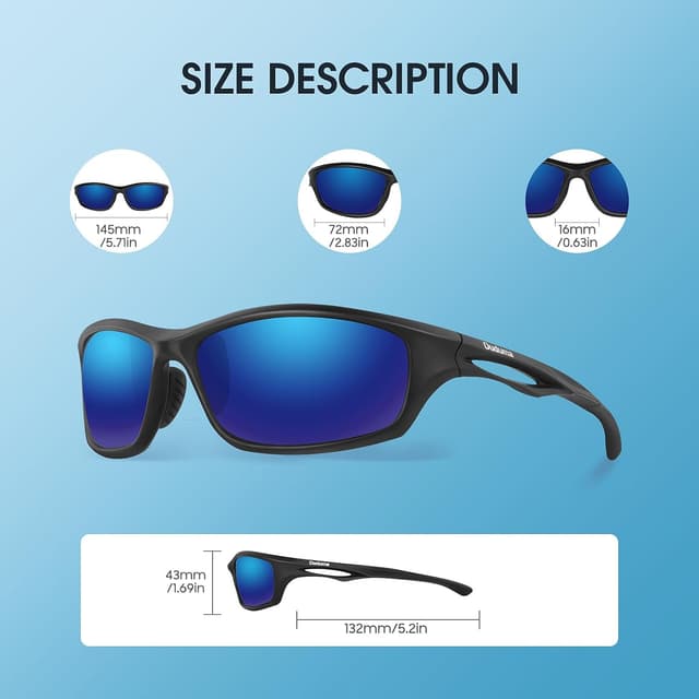 Detalle 2 de Duduma Polarised Sports Sunglasses with UV Protection (TR90) – for Fishing, Running, Cycling & More