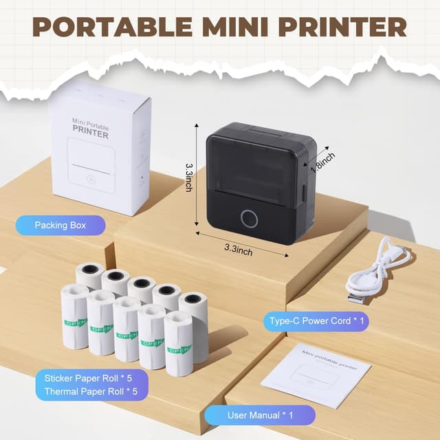 Thumbnail 5 de Mini Drucker Thermodrucker 200 dpi