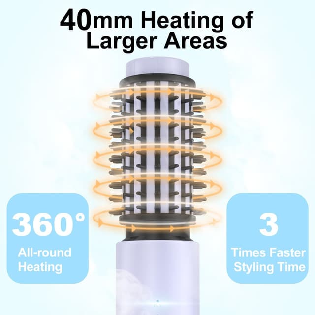 Detalle de NeuWee Cordless Hair Curling Brush (Mini 3 in 1) – USB Rechargeable Heated Wand with 4 Temperatures (Purple)