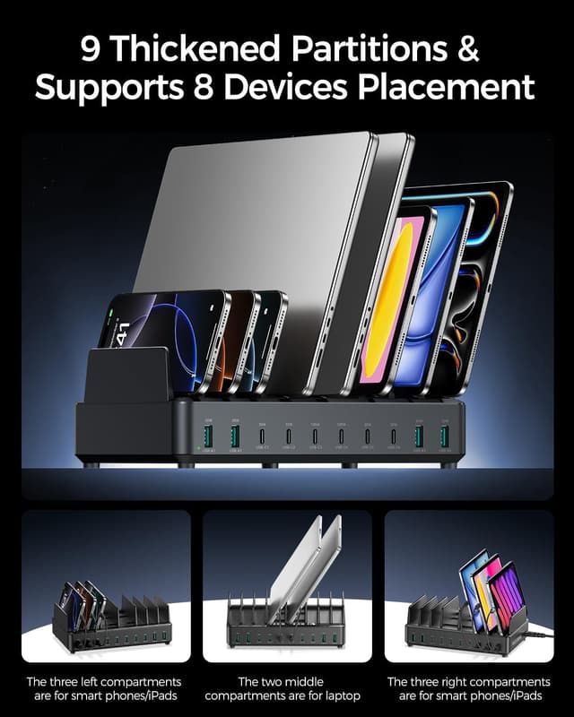 Thumbnail 6 de 400W 10-Port Charging Station with Dual 100W PD