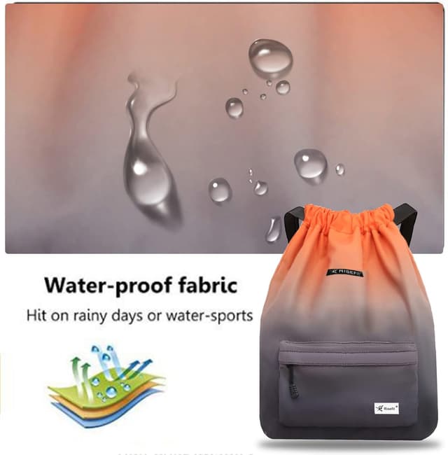 Detalle 2 de Risefit Waterproof Swimming Bags Drawstring Gym Bag Backpack for Adults – waterproof storage with pockets