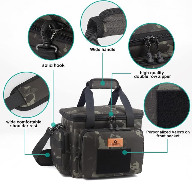 Detalle de HSHRISH 12L Tactical Lunch Bag (camo) – waterproof insulated cooler with MOLLE side pocket